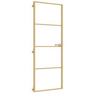 vidaXL Binnendeur smal 76x201,5 cm gehard glas en aluminium goudkleur