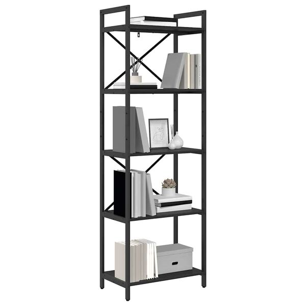 vidaXL Boekenkast Zwart Eiken 56 x 34 x 171 cm Bewerkt hout