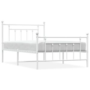 vidaXL Bedframe met hoofd- en voeteneinde metaal wit 107x203 cm