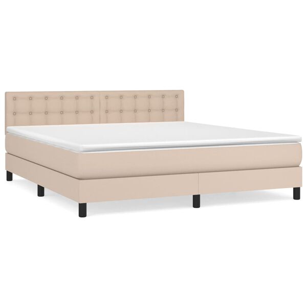 vidaXL Boxspring met matras kunstleer cappuccinokleurig 180x200 cm