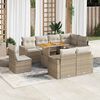 vidaXL 9-delige Loungeset met kussens poly rattan beige