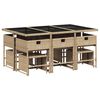 vidaXL 11-delige Tuinset met kussens poly rattan gemengd beige