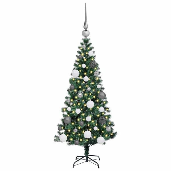 vidaXL Kunstmatig Voorverlicht Kerstboom Groen 120 cm PVC en Metaal