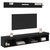 vidaXL TV Wandkast Set met LED 5 pcs Zwart Eiken Bewerkt hout