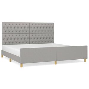 vidaXL Bedframe met hoofdeinde stof lichtgrijs 200x200 cm