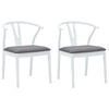 vidaXL Eetkamerstoel 2 pcs Wit en Grijs Massief Rubberhout