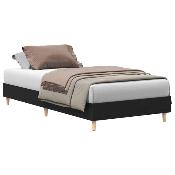 vidaXL Bedframe Zwart eiken 75 x 190 cm Bewerkt hout