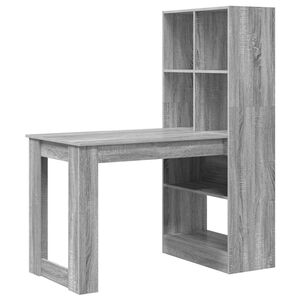 vidaXL Bureau met plank Grijs Sonoma 122 x 67 x 145 cm Bewerkt hout