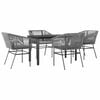 vidaXL 5-delige Tuinset met kussens poly rattan glas grijs