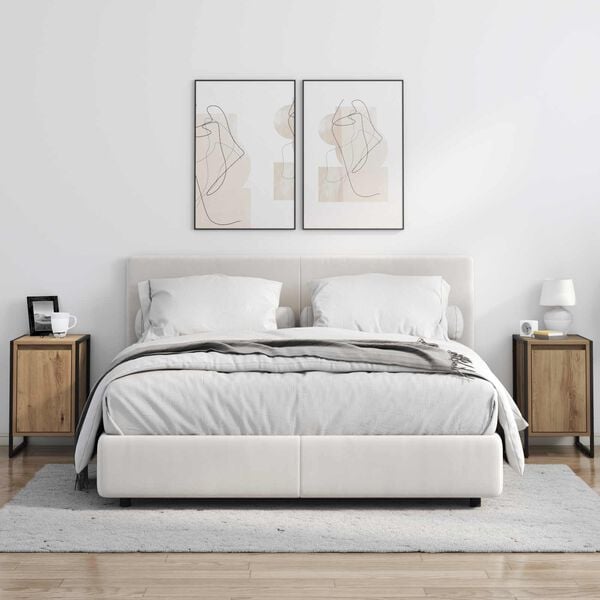 vidaXL Nachtkastje Ambachtelijk eiken 39,5 x 30 x 50 cm Bewerkt hout