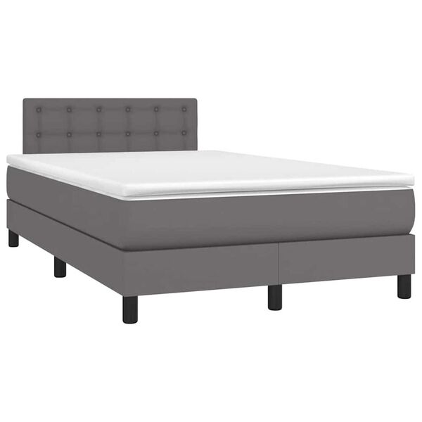vidaXL Boxspring met matras en LED kunstleer grijs 120x190 cm