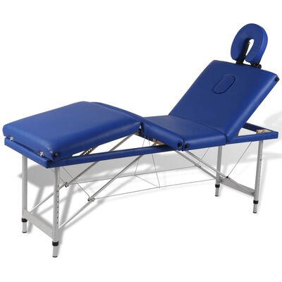 Massagetafel inklapbaar met aluminium frame (vier delen / blauw)