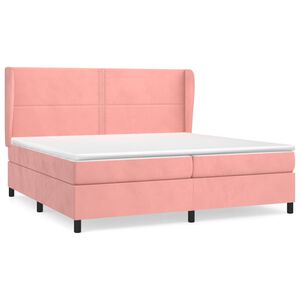 vidaXL Boxspring met matras fluweel roze 200x200 cm