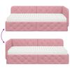 vidaXL Hoekbedframe met matras met hoofdeinde Roze 90 x 200 cm Fluweel
