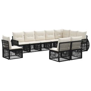 vidaXL Tuinbankenset 10 st Zwart en Cream Wit poly rattan