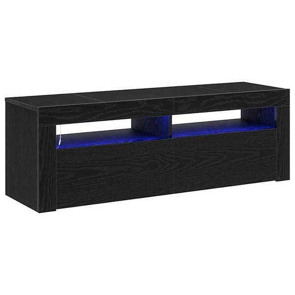 vidaXL TV-kast met LED Zwart Eiken 120 x 35 x 40 cm Bewerkt hout