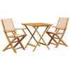 vidaXL 3-delige Bistroset stof en massief hout beige