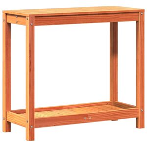 vidaXL Oppottafel met schap 82,5x35x75 cm massief grenenhout wasbruin