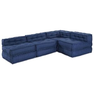 vidaXL Modulair Sofabet Stof Indigo 210 x 140 x 56 cm