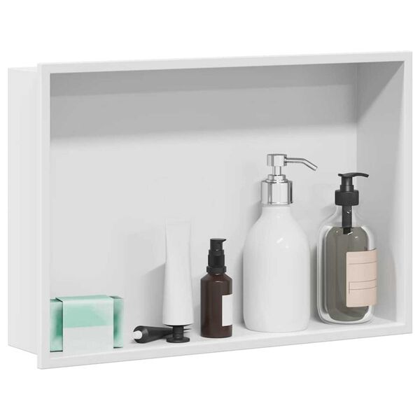 vidaXL Douche Niche Wit 45 x 30 x 9,5 cm Roestvrij staal