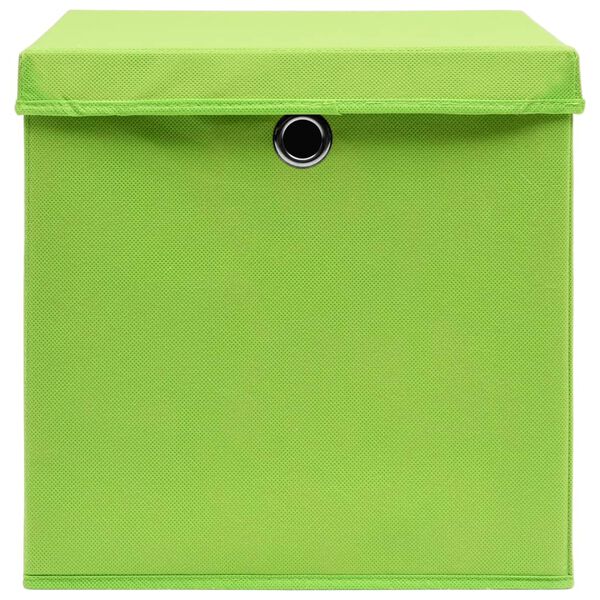 vidaXL Opbergboxen met deksel 10 st 28x28x28 cm groen