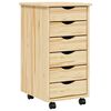 vidaXL Rolling Cabinet met Laden MOSS 34 x 39 x 65,5 cm Heldere Vernis