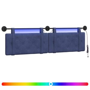 vidaXL Hangend hoofdbord Met LED-verlichting Politieblauw Fluweel