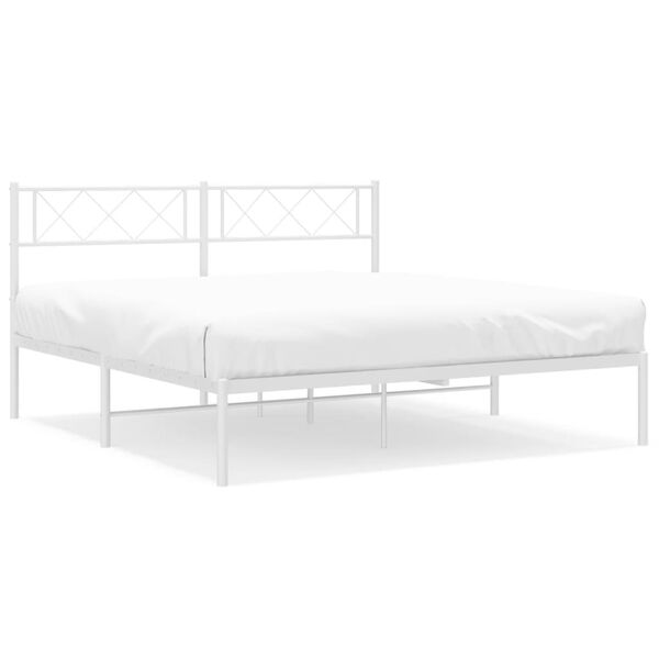 vidaXL Bedframe met hoofdbord metaal wit 140x190 cm