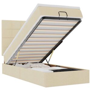 vidaXL Bed poef met matras en LED's 90x200 cm stof cr&egrave;mekleurig