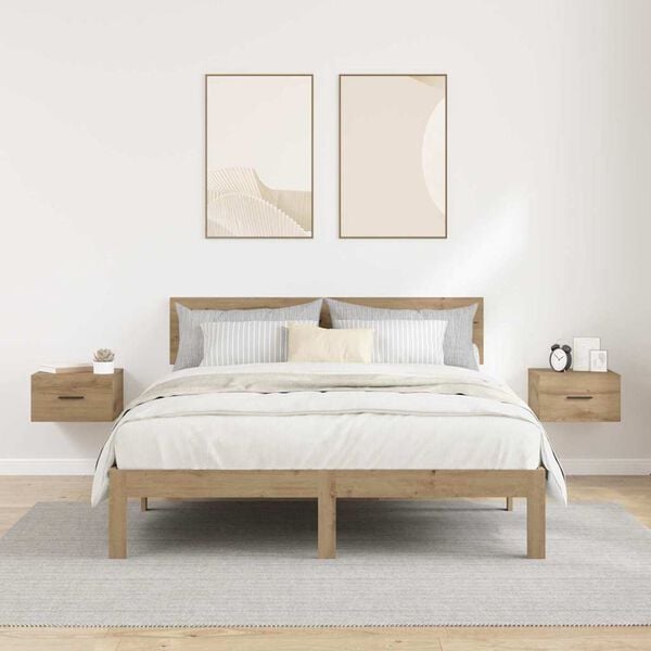 vidaXL Nachtkastje 2 pcs artisanaal eikenkleurig 35 x 35 x 20 cm