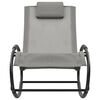 vidaXL Ligstoel met kussen staal en textileen grijs