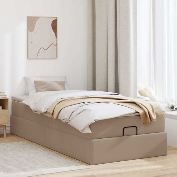 vidaXL Ottoman bed met matras 80x200 cm kunstleer cappuccinokleurig