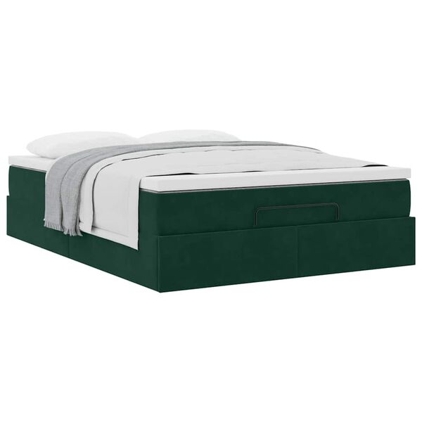 vidaXL Ottoman bed met matras 140x200cm fluweel donkergroen