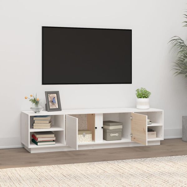 vidaXL Tv-meubel 156x40x40 cm massief grenenhout wit