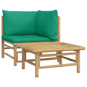 vidaXL 2-delige Loungeset met kussens bamboe groen