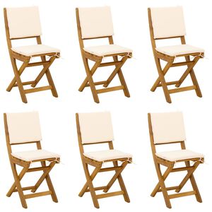 vidaXL Bistrostoelen voor buiten 6 st Cr&egrave;mewit Massief Acaciahout
