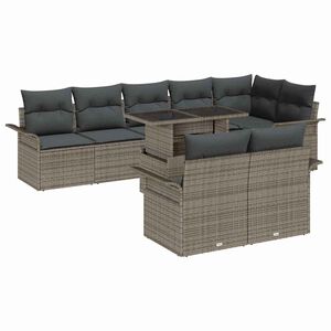 vidaXL Tuin Sofa Set 9 st Grijs [Synthetisch]: Poly Rattan