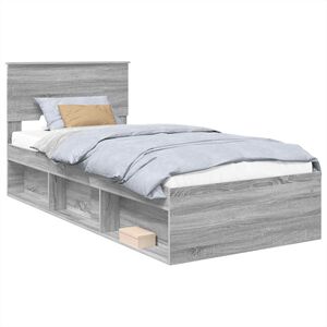 vidaXL Bedframe met hoofdeinde Grijs Sonoma 90 x 190 cm Bewerkt hout