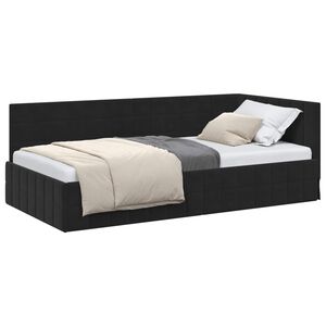 vidaXL Hoekbedframe met hoofdeinde Zwart 100 cm x 200 cm Fluweel