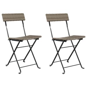 vidaXL Opklapbare stoelen, 2 stuks, grijs, van polyrotan en staal.