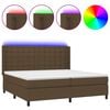 vidaXL Boxspring met matras en LED stof donkerbruin 200x200 cm