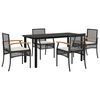 vidaXL 5-delige Tuinset met kussens poly rattan zwart