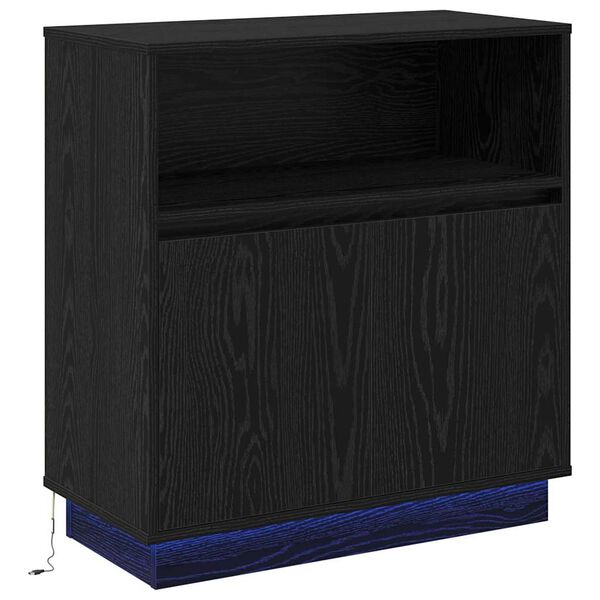 vidaXL LED Sideboard Zwart Eiken 71 x 34,5 x 75 cm Bewerkt hout