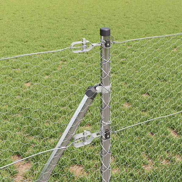 vidaXL Afrasteringspaal Zilver 10 x 0,6 m (25 mm gaas) Staal