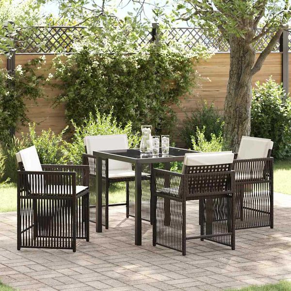 vidaXL Tuin eettafelset 5 pcs Bruin poly rattan