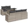 vidaXL 6-delige Loungeset met kussens poly rattan lichtgrijs