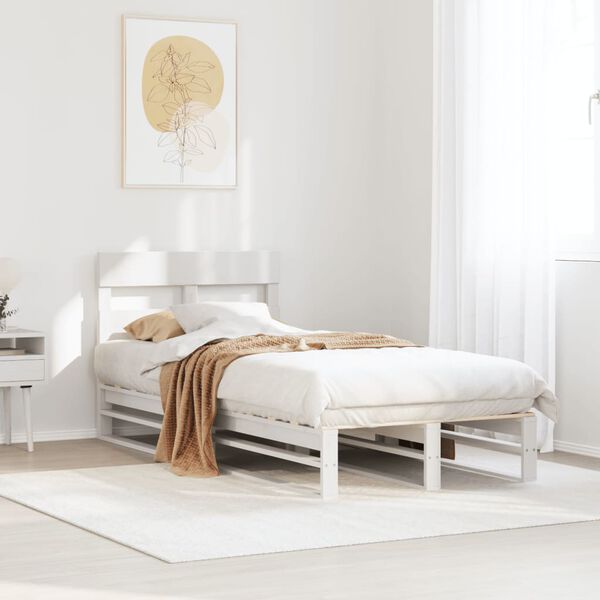 vidaXL Bedframe zonder matras massief grenenhout wit 90x190 cm
