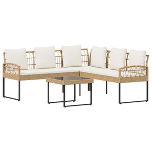 vidaXL Tuinbankenset met kussen 2 pcs Naturel Staal