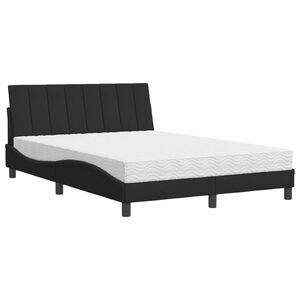vidaXL Bed met matras "Hanko" fluweel zwart 140x190 cm