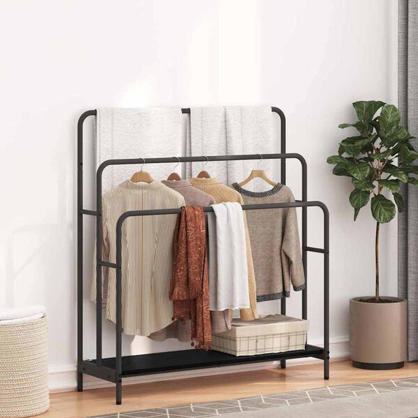 vidaXL Kledingrek Zwart Eiken 90 x 30 x 100,5 cm Bewerkt hout